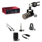 Interfaz de audio/MIDI Focusrite Scarlett 4i4 USB-C con kit de podcasting para dos personas (4.ª generación)
