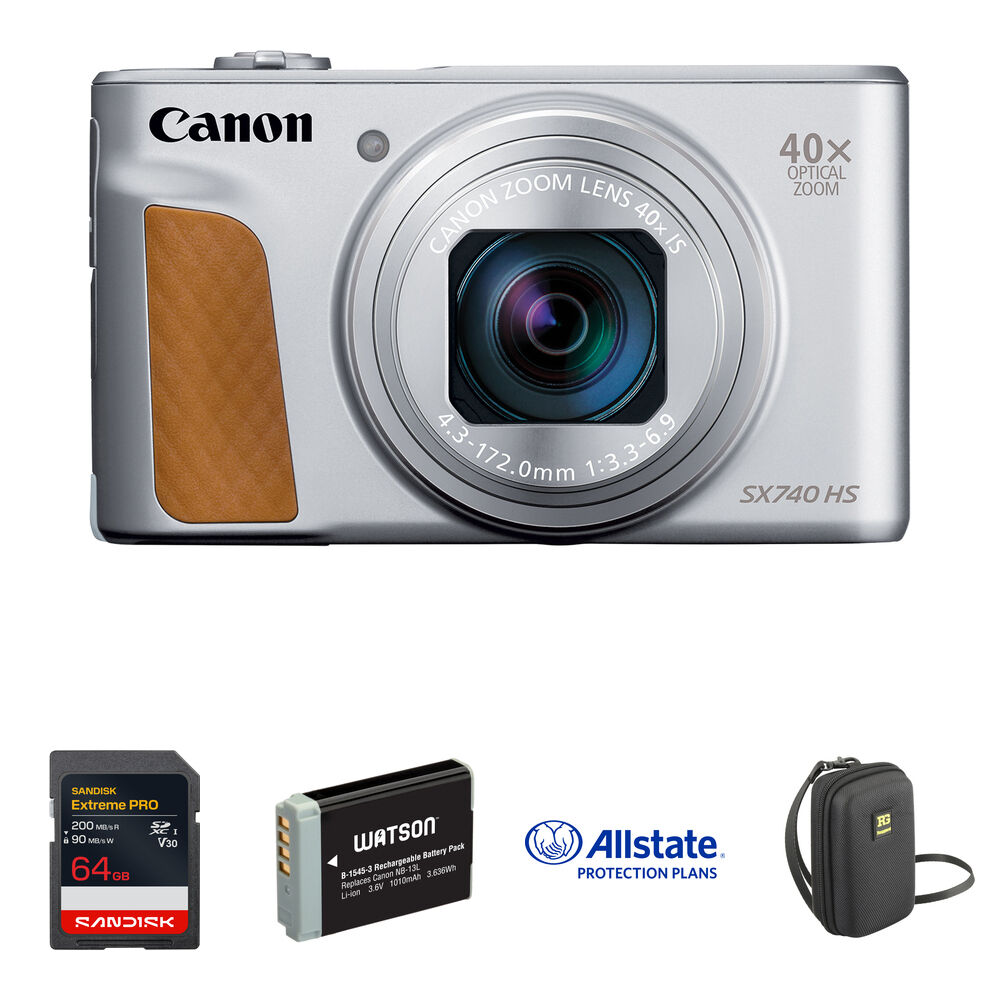 60651bc58d15f99aa0dca5c5a6bea917.jpg Canon PowerShot SX740 HS Digital Camera Deluxe Kit (Silver) - Imagen 1