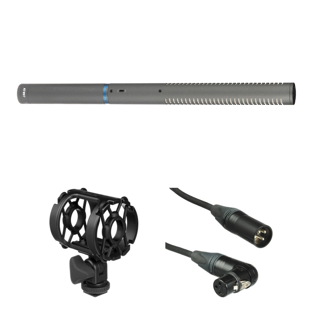 6119ce7752a0c8a349cda87db3341335.jpg Audio-Technica AT897 Kit de micrófono tipo cañón con soporte antivibración y cable XLR - Imagen 1