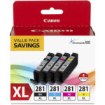 Canon Pixma TS9520a Wireless All-in-One Inkjet Printer with CLI-281 XL 4-Color Ink Tank Value Pack Kit (Black) - Imagen 2