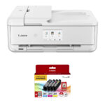 Canon Pixma TS9521Ca Wireless All-in-One Inkjet Printer (White) with PGI-280 XL / CLI-281 4-Color Ink Tank Combo Pack and 4 x 6" Photo Paper Kit