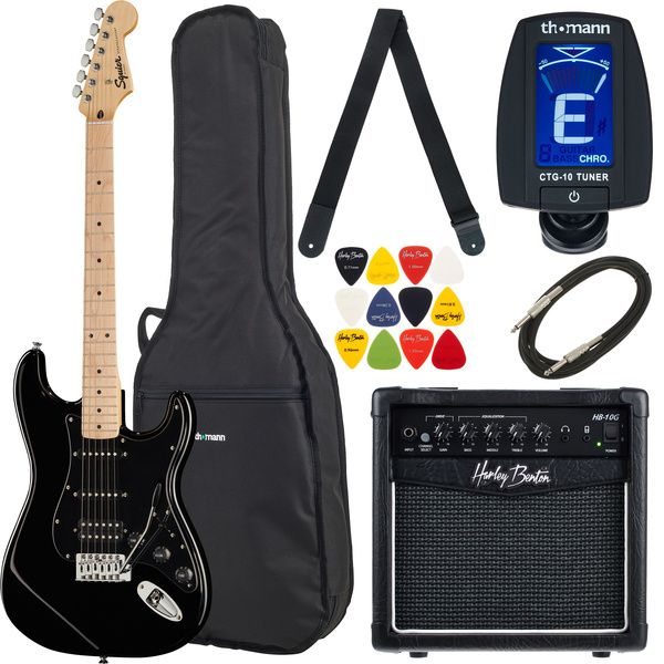 66ed204ec88449aa4c66483413505eb9.jpg Squier Sonic Strat HSS Black Set - Imagen 1