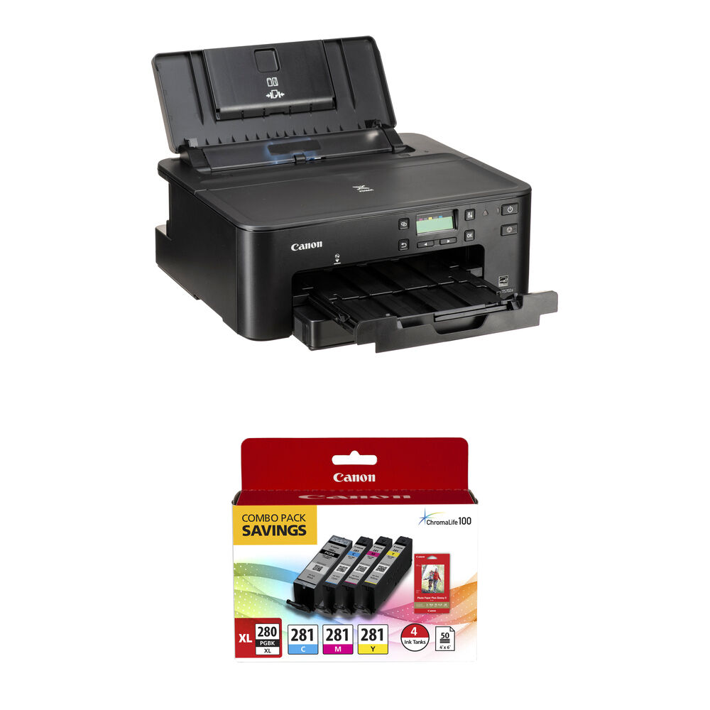 6922aebdf5bb81750fc802e4fde8f600.jpg Canon PIXMA TS702a Wireless Photo Printer with PGI-280 XL/CLI-281 4-Color Ink Tank Combo Pack and 4 x 6" Photo Paper Kit - Imagen 1
