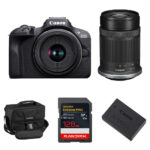 Canon EOS R100 Mirrorless Camera with 18-45mm & 55-210mm Lenses & Essentials+ Kit