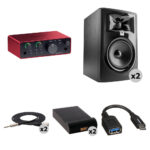 Kit de interfaz de audio Focusrite Scarlett Solo USB-C (4.ª generación) con altavoces JBL 305P MkII - Imagen 2
