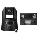 Canon CR-N700 4K 15x Zoom PTZ 3-Camera Kit with RC-IP1000 Controller (Satin Black)