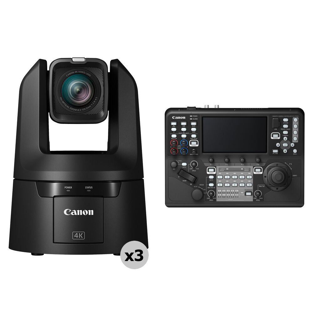 713dcefc1d0a94bb7ce2299ec40f950c.jpg Canon CR-N700 4K 15x Zoom PTZ 3-Camera Kit with RC-IP1000 Controller (Satin Black) - Imagen 1
