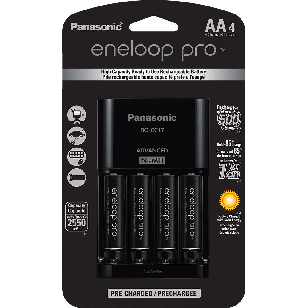 71fa16e9db6e18c313dda790658c2e7a.jpg Panasonic eneloop Pro Pilas AA Ni-MH recargables con cargador (2550 mAh, paquete de 4) - Imagen 1