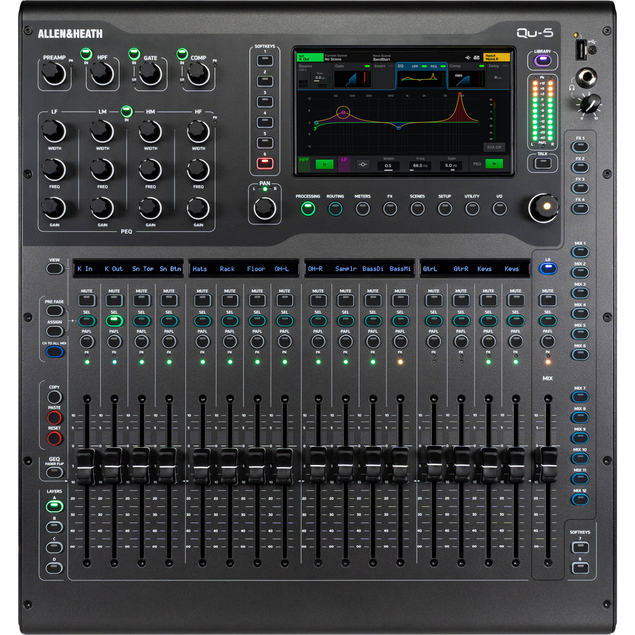 721651f518d23d6ee7fd19c77f9d38da.jpg Allen & Heath Qu-5 36-Channel / 12-Bus Digital Mixer with 16+1 Motorized Faders - Imagen 1