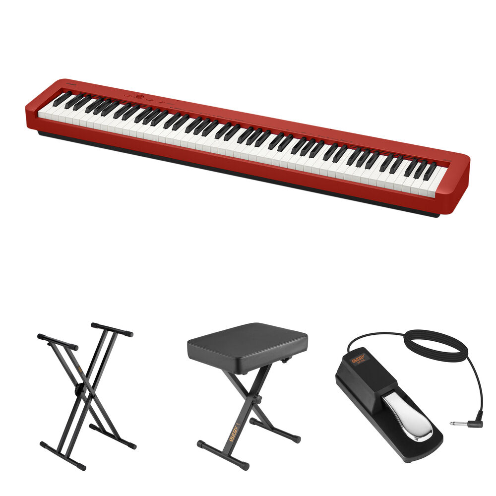 78bef7b5b41f848938ef93b5a347e719.jpg Casio CDP-S160 Kit de piano digital portátil de cuerpo delgado de 88 teclas con soporte, banco y pedal (rojo) - Imagen 1