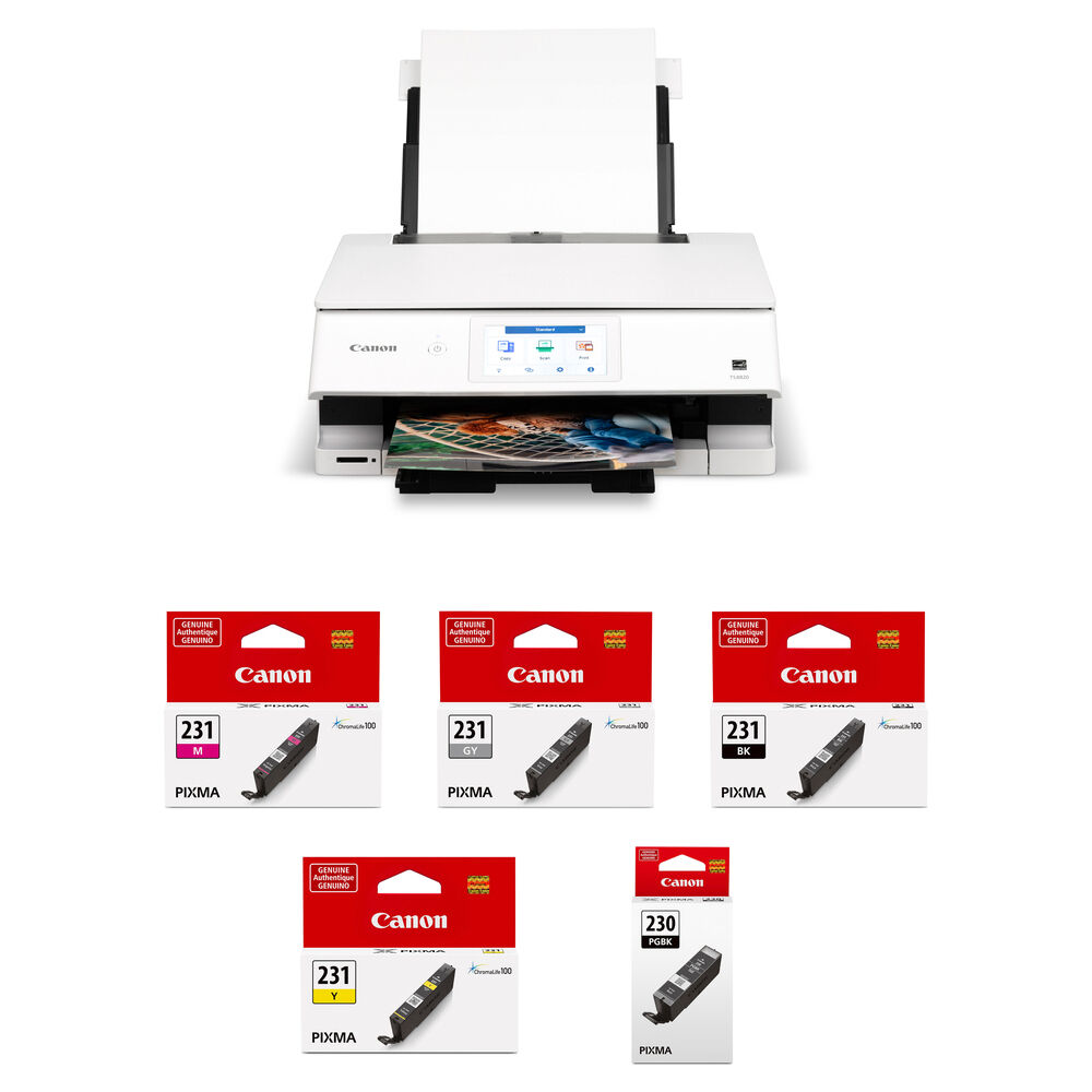 7ab6df867497fc432f0bcf2624ff9bb8.jpg Canon PIXMA TS8820 Wireless All-in-One Inkjet Printer with CLI-231/PGI-230 5-Color Ink Tank Kit - Imagen 1