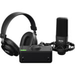 Paquete de grabación Audient EVO Start con interfaz de audio USB, auriculares, micrófono, soporte antivibración y cable de micrófono