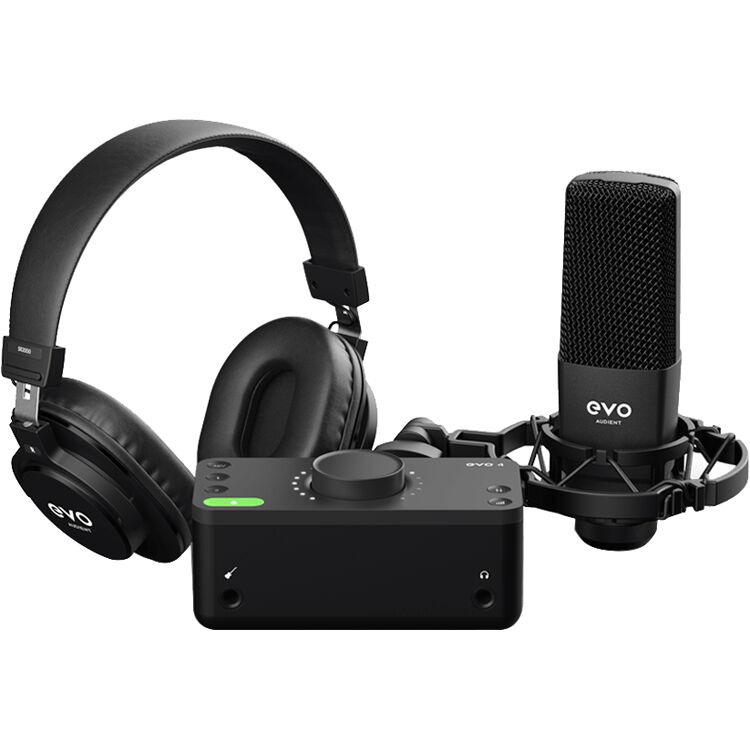 7c2a57f05ffcb02c971900335bbd0dd0.jpg Paquete de grabación Audient EVO Start con interfaz de audio USB, auriculares, micrófono, soporte antivibración y cable de micrófono - Imagen 1