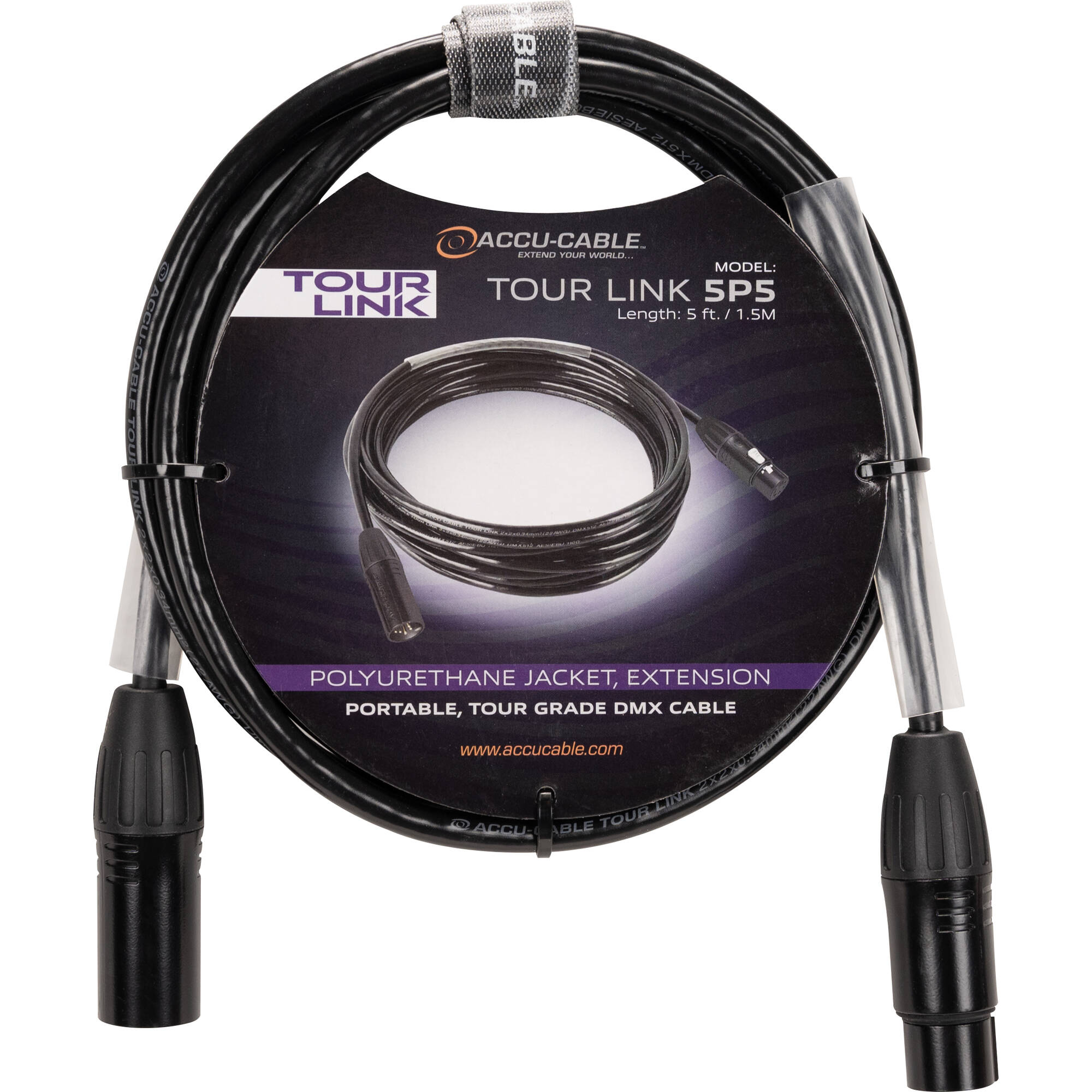 7cc30fd1c05c92c0ae7cc8cdd0a29a01.jpg American DJ Tour Link 5P5 Cable DMX profesional Accu-Cable Series de 5 pines (5') - Imagen 1