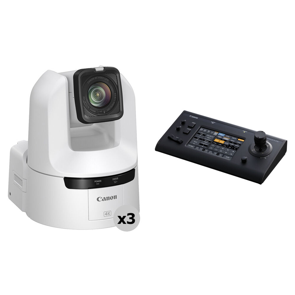 7f826c2a3e7101cb6ef67364c7320625.jpg Canon CR-N350 4K NDI PTZ 3-Camera Kit with RC-IP1000 Controller (Titanium White) - Imagen 1