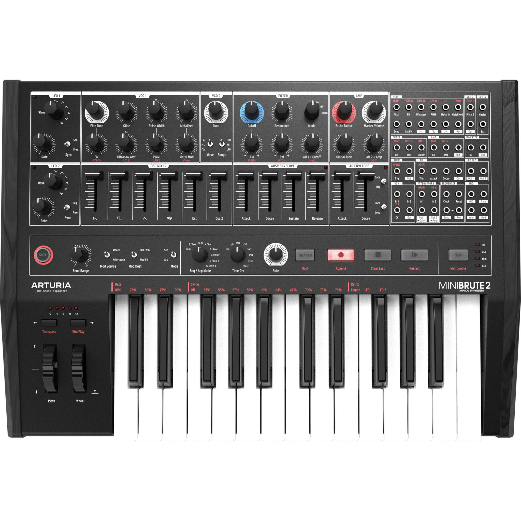801836fa2322535ad376fc70240f231c.jpg Arturia MiniBrute 2 Special Edition Noir Sintetizador analógico monofónico semimodular (negro) - Imagen 1