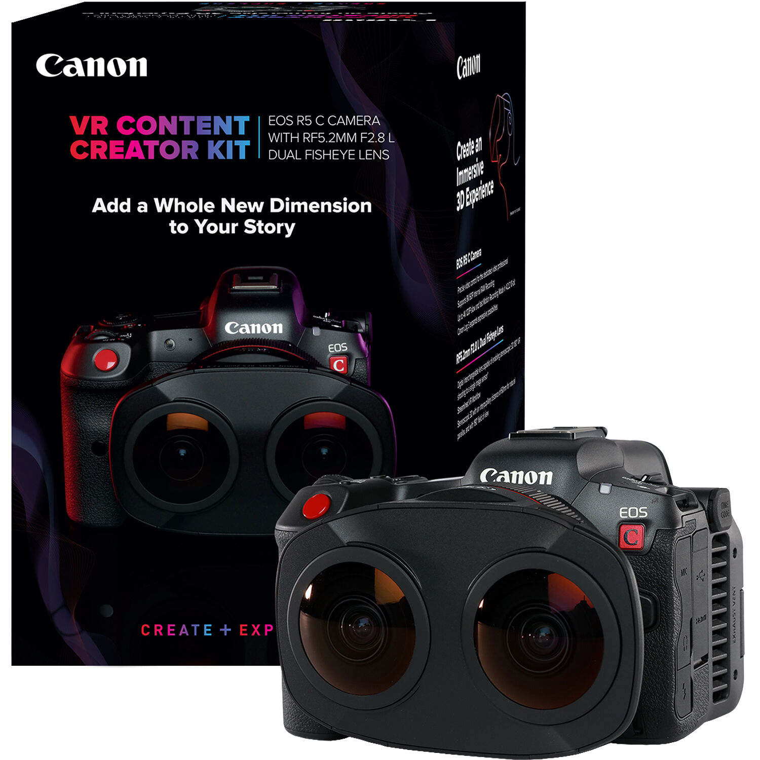 815c6d9da43834fb7258e19c38ceebf4.jpg Canon EOS R5 C VR Creator Kit with RF 5.2mm f/2.8 Dual Fisheye Lens - Imagen 1