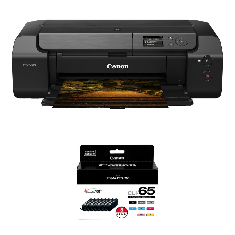 8795d3e2395341d5c92f8623a16b0b47.jpg Canon PIXMA PRO-200S 13" Wireless Inkjet Photo Printer with 8 CLI-65 Ink Tank Value Pack Kit - Imagen 1