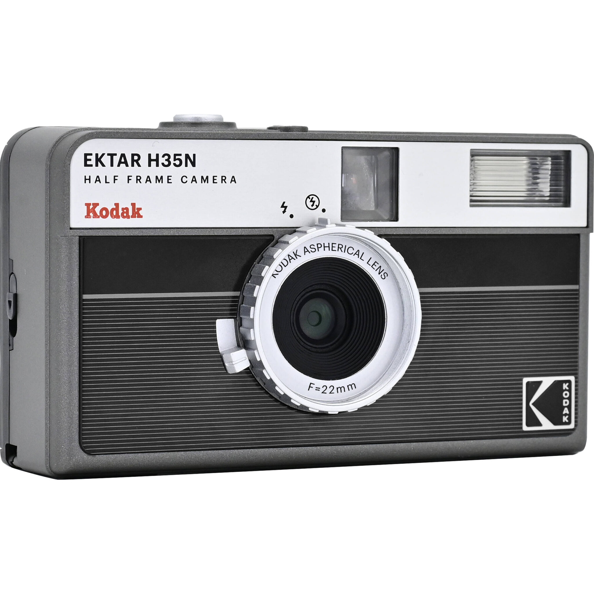8d5a4b1bd7f48aadf0c22f9025fbb6db.jpg Cámara de película de medio fotograma Kodak Ektar H35N (negro rayado) - Imagen 1
