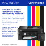 Impresora todo en uno de inyección de tinta a color inalámbrica Brother MFC-T980DW INKvestment Tank con hasta 3 años de tinta - Imagen 7