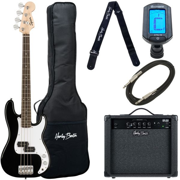 9058f5fcebeef10883488abb34fcade2.jpg Squier Mini P Bass Black Set - Imagen 1