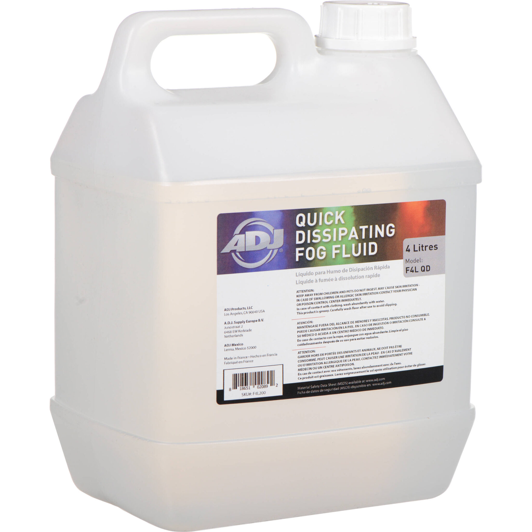 985f57fe5076a1559c326de26a0c19e3.jpg American DJ F4L QD Quick-Dissipating Fog Fluid (4 Liters) - Imagen 1