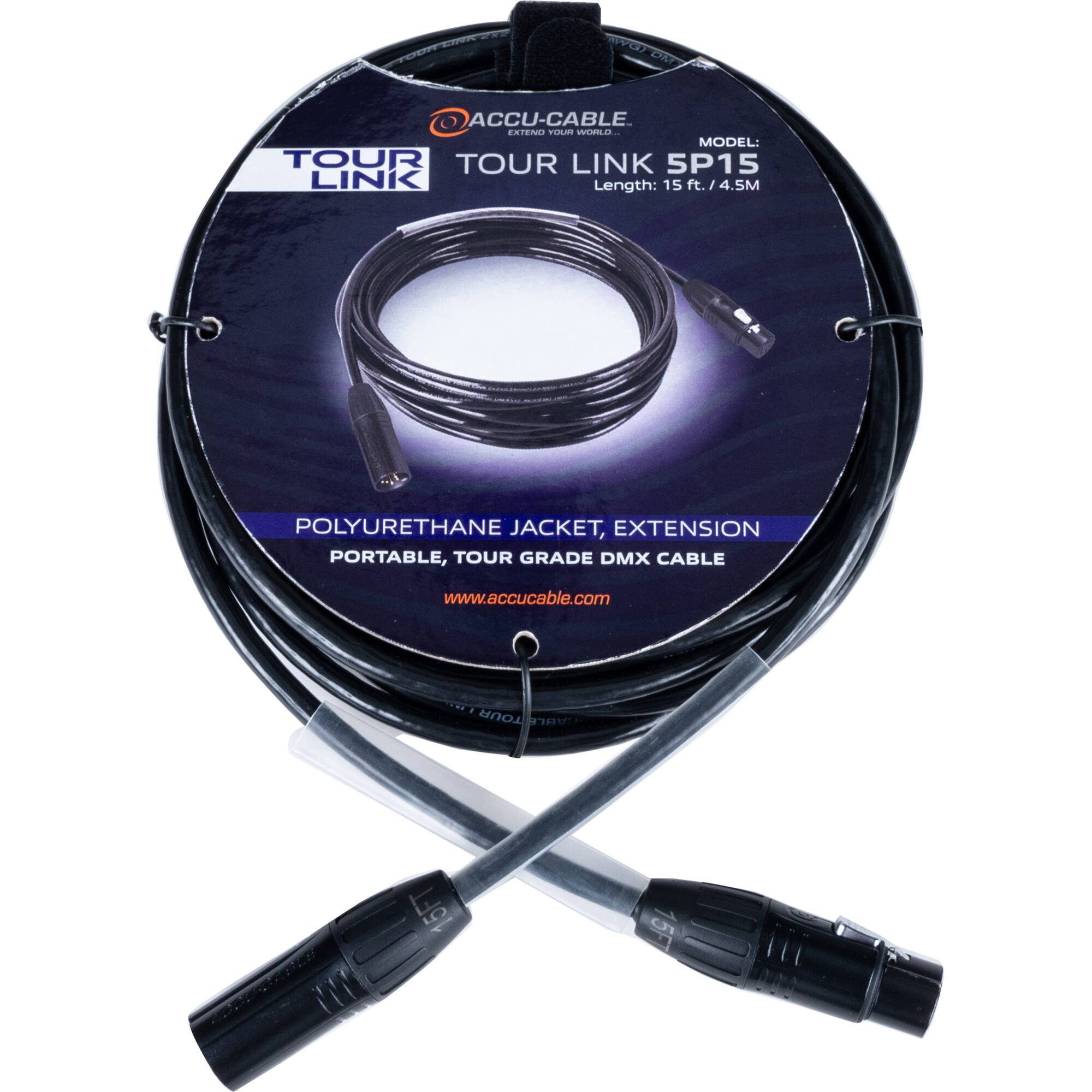 9966be5d1d6b1680c61a1d3a78300ebc.jpg American DJ Tour Link 5P15 Cable DMX profesional Accu-Cable Series de 5 pines (15') - Imagen 1