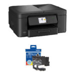 Brother Work Smart MFC-J1410DW Impresora multifunción de inyección de tinta a color inalámbrica con kit de cartucho de tinta negra de alto rendimiento LC501XL2PK