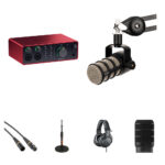 Kit de podcasting para una sola persona con interfaz de audio/MIDI Focusrite Scarlett 4i4 USB-C (4.ª generación)