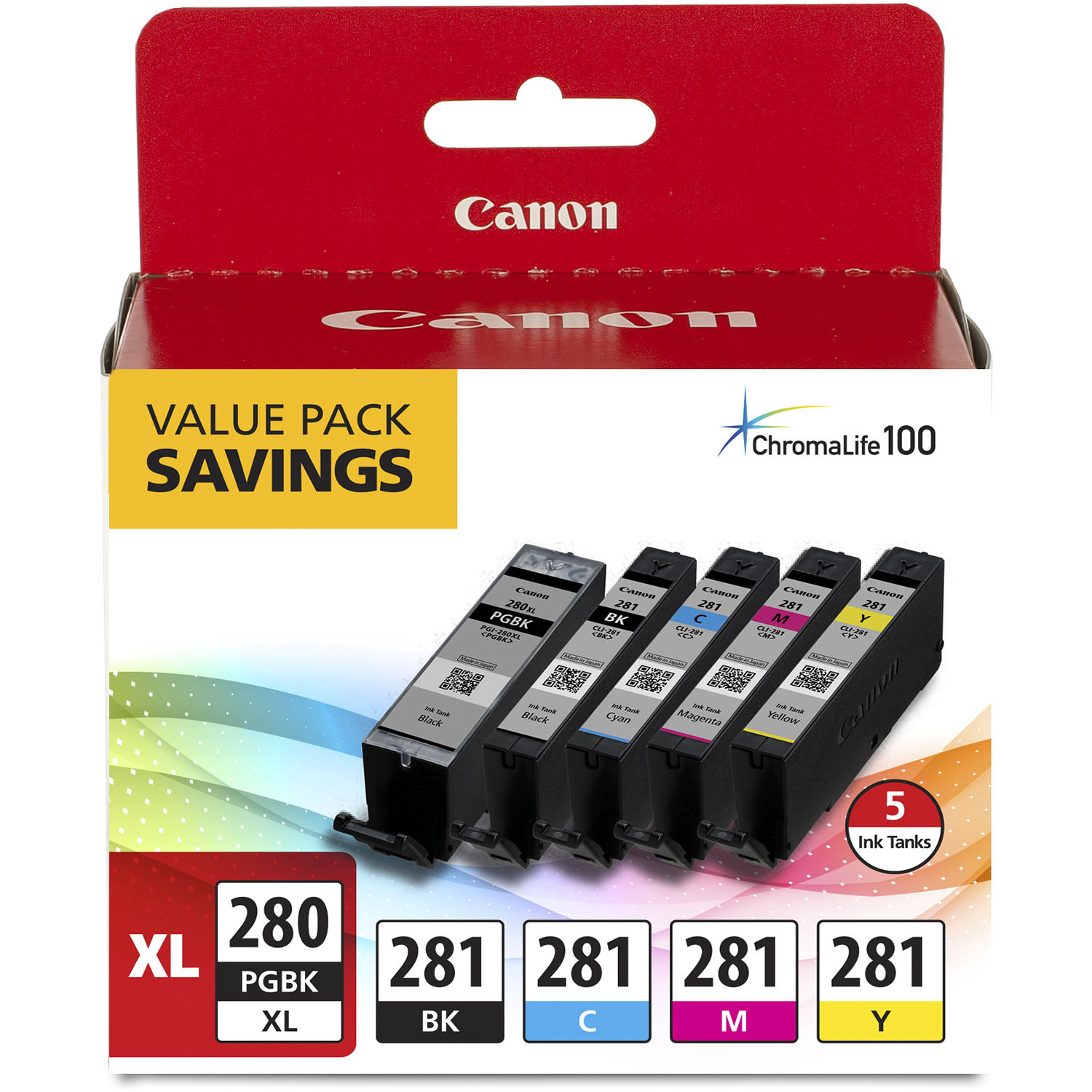 9aee27892857eea4e9f34a7336dca2b9.jpg Canon PGI-280 XL / CLI-281 5-Color Pack for Select PIXMA Printers - Imagen 1