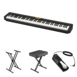 Casio CDP-S360 Kit de piano digital portátil de cuerpo delgado de 88 teclas con soporte, banco y pedal (negro)