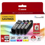 Canon PIXMA TR8620a Wireless Home Office All-in-One Printer with PGI-280 XL/CLI-281 4-Color Pack and 4 x 6" Photo Paper Kit - Imagen 3