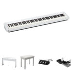 Casio Privia PX-S1100 Piano digital de 88 teclas con soporte, banco, auriculares, triple pedal (blanco)