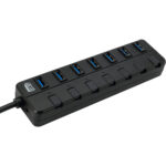 Hub USB 3.0 de 7 puertos Adesso con interruptores de alimentación y adaptador