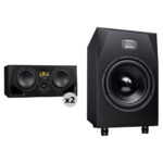 Adam Professional Audio A77H 340W Dual 7" Kit de monitor de estudio de medio campo activo de 3 vías con subwoofer Sub12 (par)