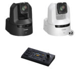 Canon CR-N350 4K 3G-SDI NDI 20x Zoom PTZ 3-Camera Kit with Touchscreen Controller (1x Black, 2x White)