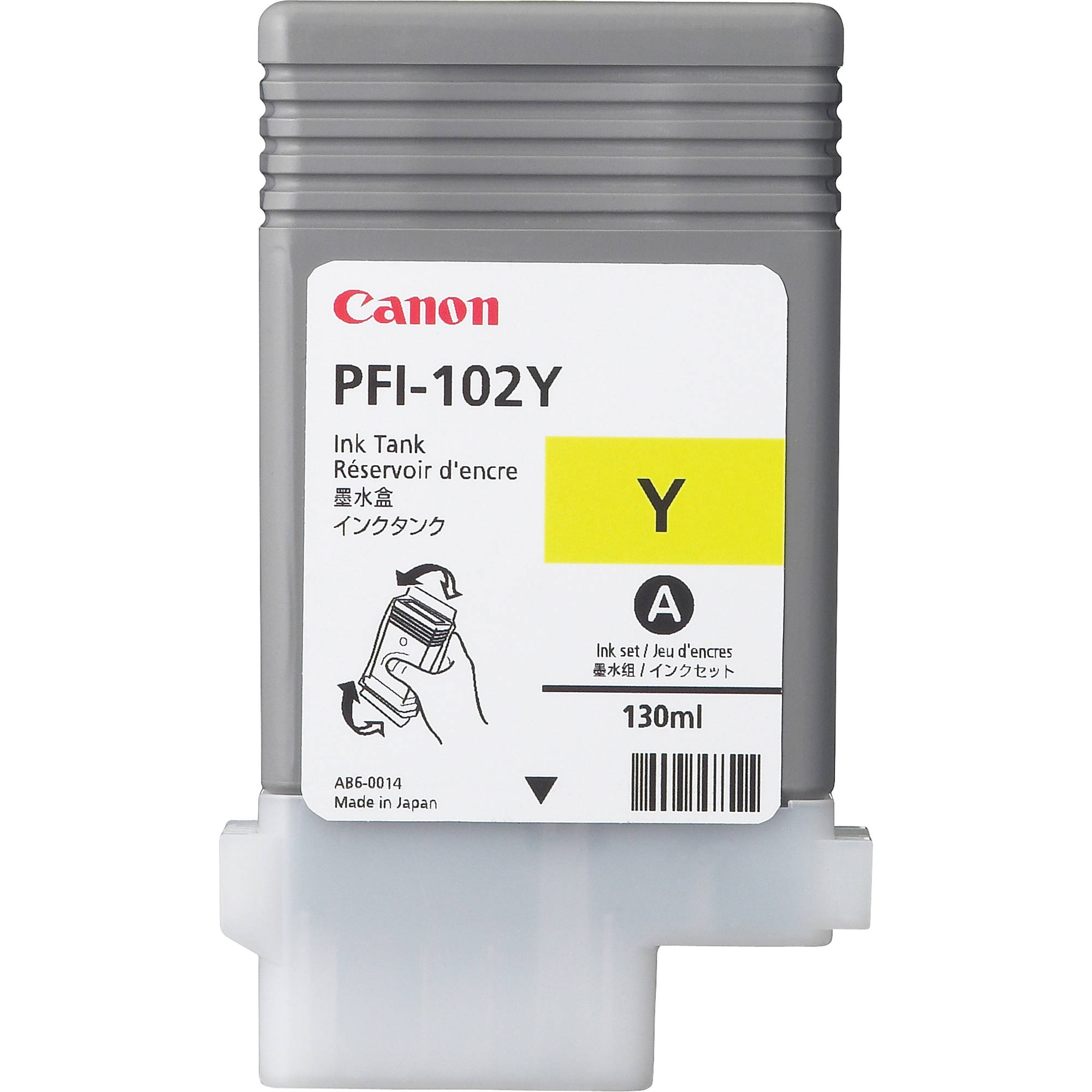 b1183f7de4dc9e7fd800720cde8cf417-1.jpg Canon PFI-102Y Yellow Ink Tank (130 ml) - Imagen 1