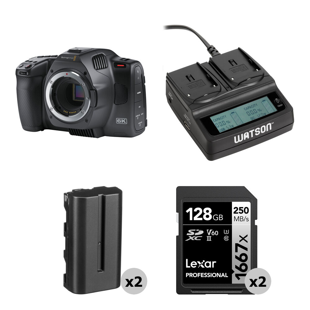 b4d003b1f615e151d4c285504a748ce8.jpg Blackmagic Design Pocket Cinema Camera 6K Kit con 2 baterías, cargador dual y 2 tarjetas SD - Imagen 1