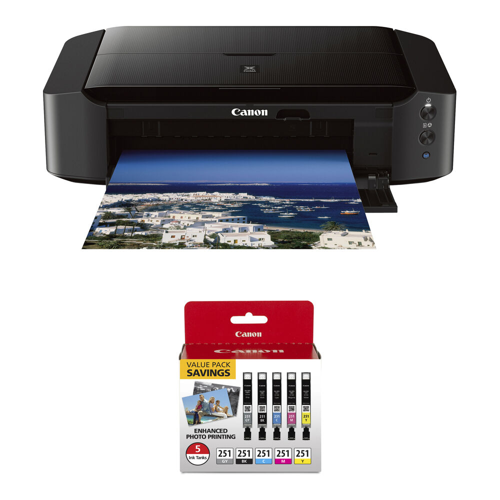 ba98bc967d713f8f974078f67aeb3f9b.jpg Canon PIXMA iP8720 Wireless Inkjet Photo Printer with CLI-251 5-Cartridge Ink Set Kit - Imagen 1
