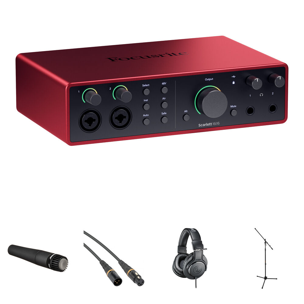 bbf0b69598db2cf0d267cc6c83acfd5d.jpg Focusrite Scarlett 16i16 USB-C Audio/MIDI Interface Kit de grabación de guitarra (4.ª generación) - Imagen 1