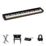 Casio Privia PX-S6000 Kit de piano digital portátil de 88 teclas con soporte X, banco, unidad de 3 pedales y auriculares (negro)