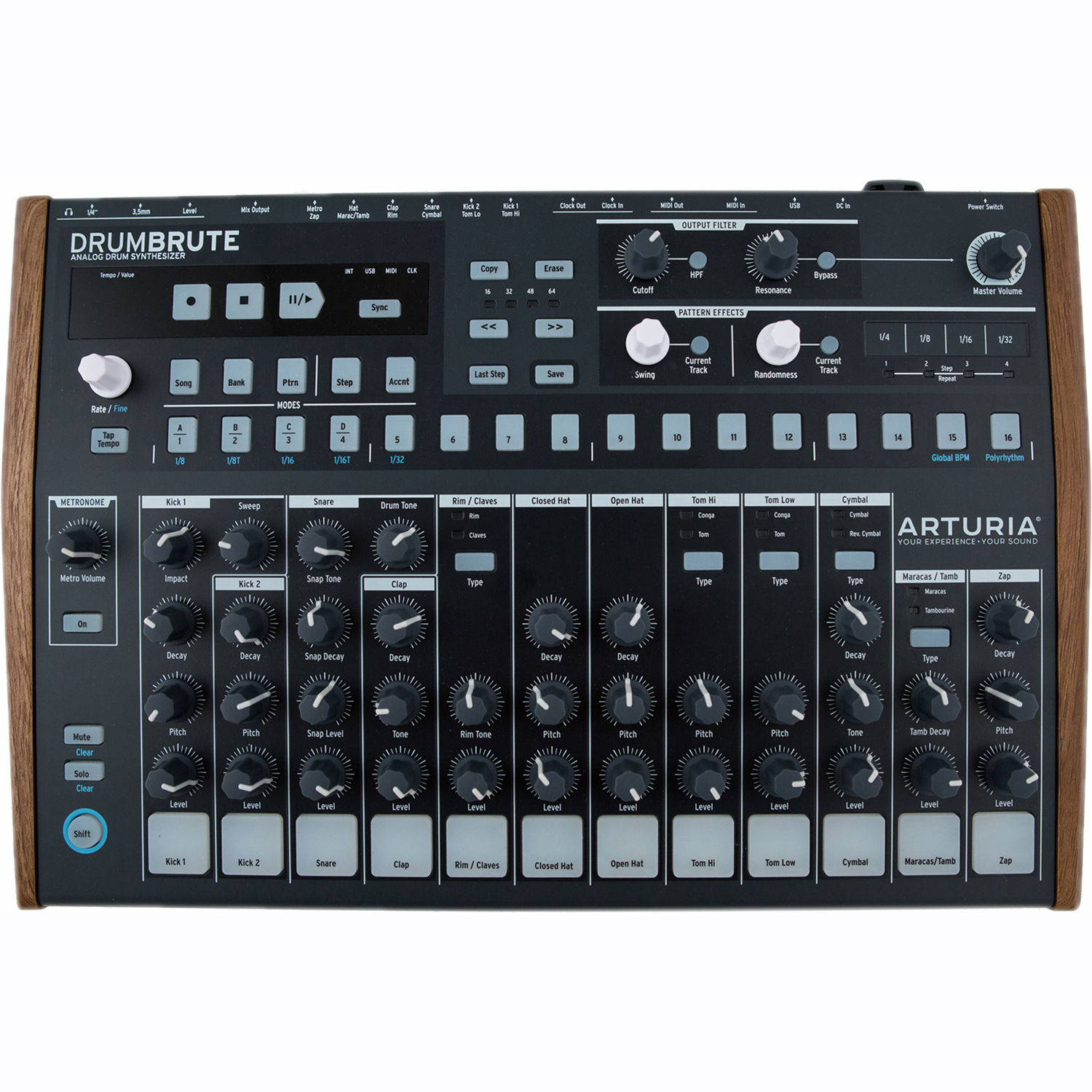bf89adc35199228a71976565fe29e80c.jpg Caja de ritmos analógica Arturia DrumBrute - Imagen 1