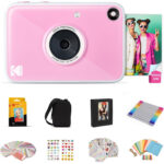 Cámara digital instantánea Kodak PRINTOMATIC+ de 10 MP con paquete de regalo (rosa)