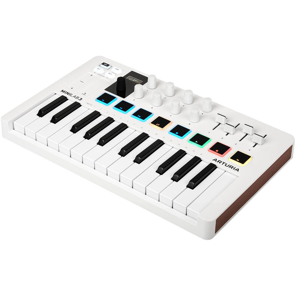 c3b82ab5ae41f8ba202c1bf543c59260-1.jpg Arturia MiniLab 3 Teclado MIDI compacto y controlador de pad (blanco) - Imagen 1