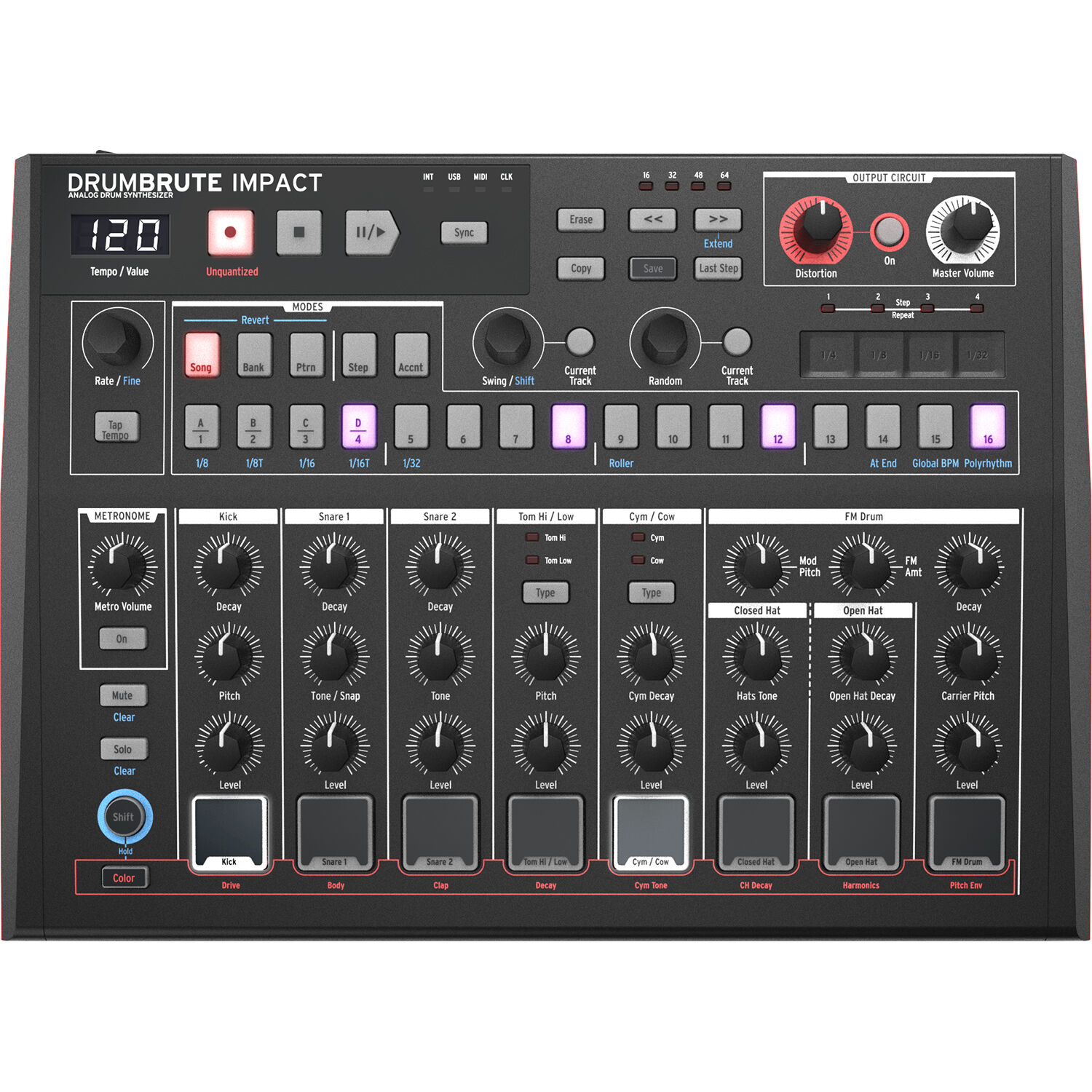 c66c1745e14fcda1a2f1c1372ccd9a73.jpg Arturia DrumBrute Impact Special Edition Noir Caja de ritmos analógica (negro) - Imagen 1