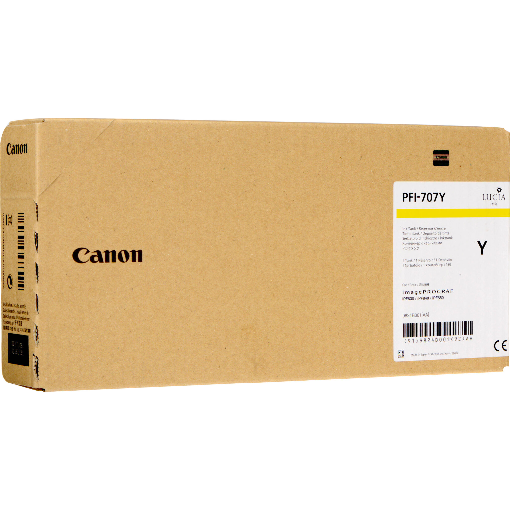 c93049ff04fc81ff192034a2764c19bb.jpg Canon PFI-707Y Yellow Ink Cartridge (700 mL) - Imagen 1