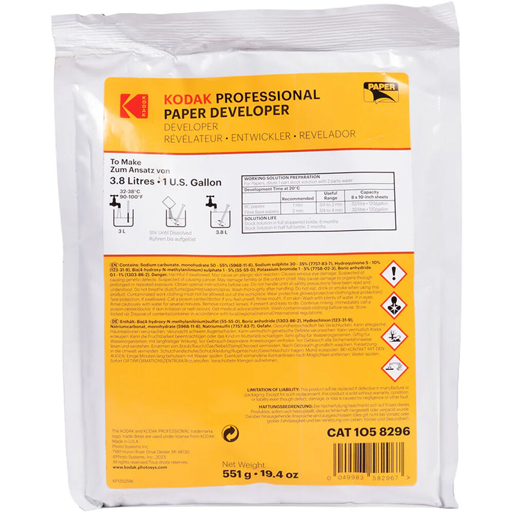 ca7c15a8f37ca03f5b5bc1605a87b292.jpg Revelador de papel Kodak Professional DEKTOL (para hacer 1 gal) - Imagen 1