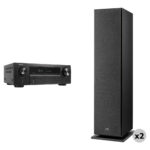 Denon S-Series AVR-S670H Receptor A/V de red de 5.2 canales con monitor de audio Polk Kit de altavoces de pie XT70 (par)