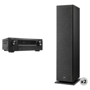 Denon S-Series AVR-S670H Receptor A/V de red de 5.2 canales con monitor de audio Polk Kit de altavoces de pie XT70 (par)