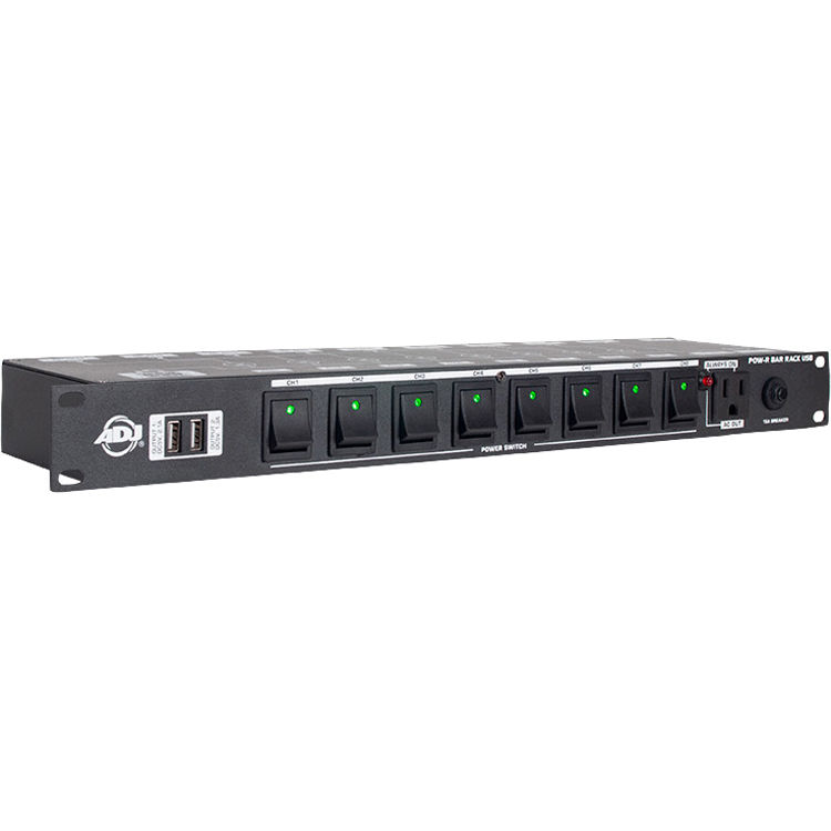 cd392922edee88e65023beadafc48742.jpg American DJ POW-R BAR RACK USB 10 salidas 2 USB Distribuidor de energía para montaje en rack - Imagen 1
